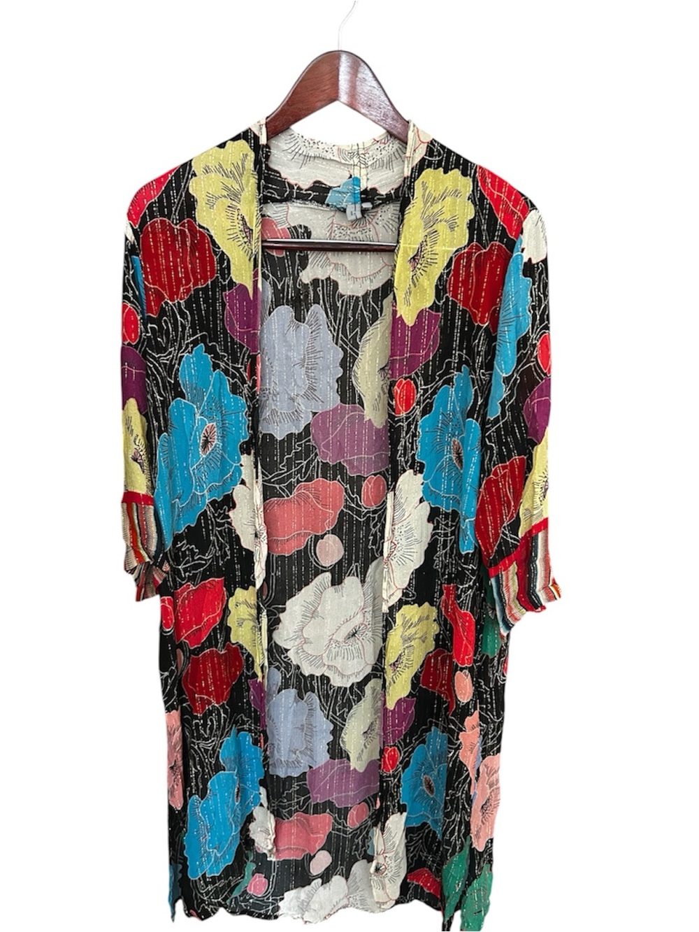 BL^NK LONDON Anthropologie S/M Sheer Floral Kimono Lightweight Boho Festival